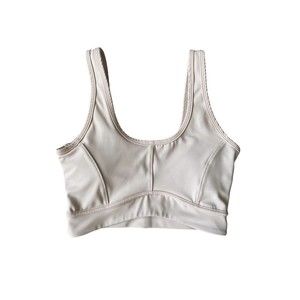 AllFenix Womens‎ Rise Contour Sports Bra Size S Nude Pink Curved Front Band Yoga